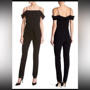 Theory Off The Shoulder Admiral Crepe Jumpsuit In Black Size 4